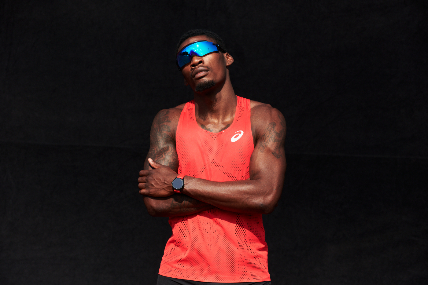 Tag Heuer campaign shot with athlete Fred Kerley by London based photographer Dominic Marley