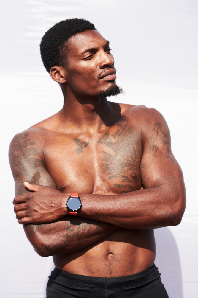 Tag Heuer campaign shot with athlete Fred Kerley by London based photographer Dominic Marley
